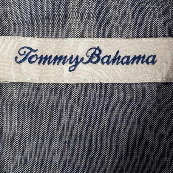Tommy Bahama Men’s L Shirt Short Sleeve Palm Trees MButton Up Blue Resort Wear - Picture 6 of 10